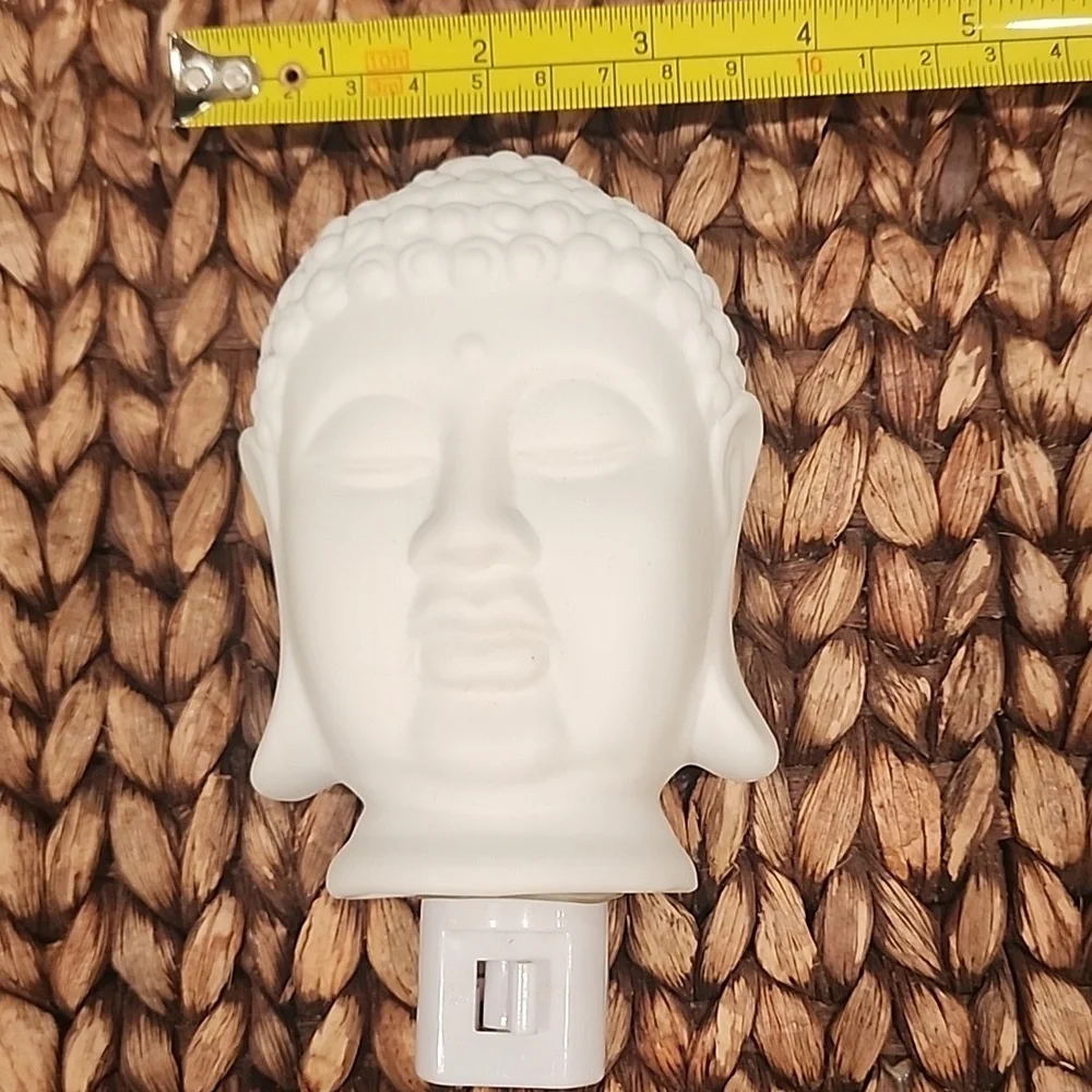 White Ceramic Buddha Head Wall Plug-In Nightlight Set Of 2 - Picture 5 of 5